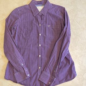 Vintage American Eagle Purple Button-up Long-sleeve Tee